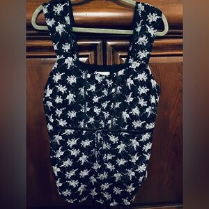 Venezia by Lane Bryant Black and White Floral Tie Waist Top 18